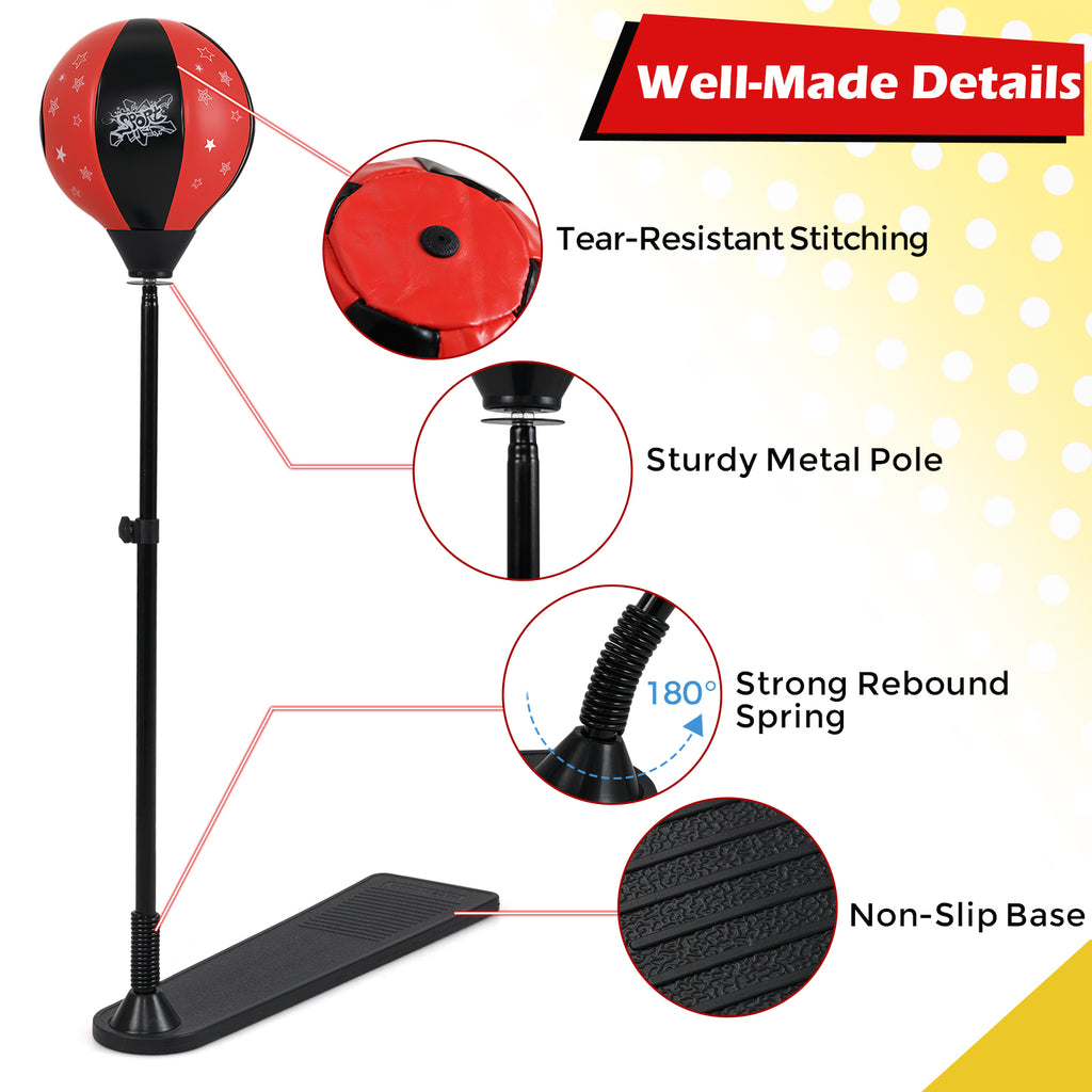 Kids Adjustable Punching Bag Stand with Gloves & Safety Cover - Colorful