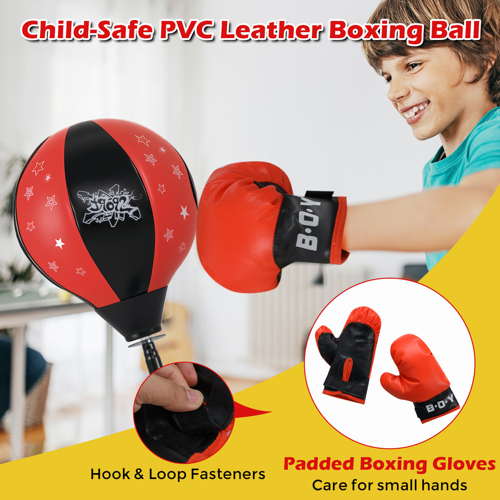 Kids Adjustable Punching Bag Stand with Gloves & Safety Cover - Colorful
