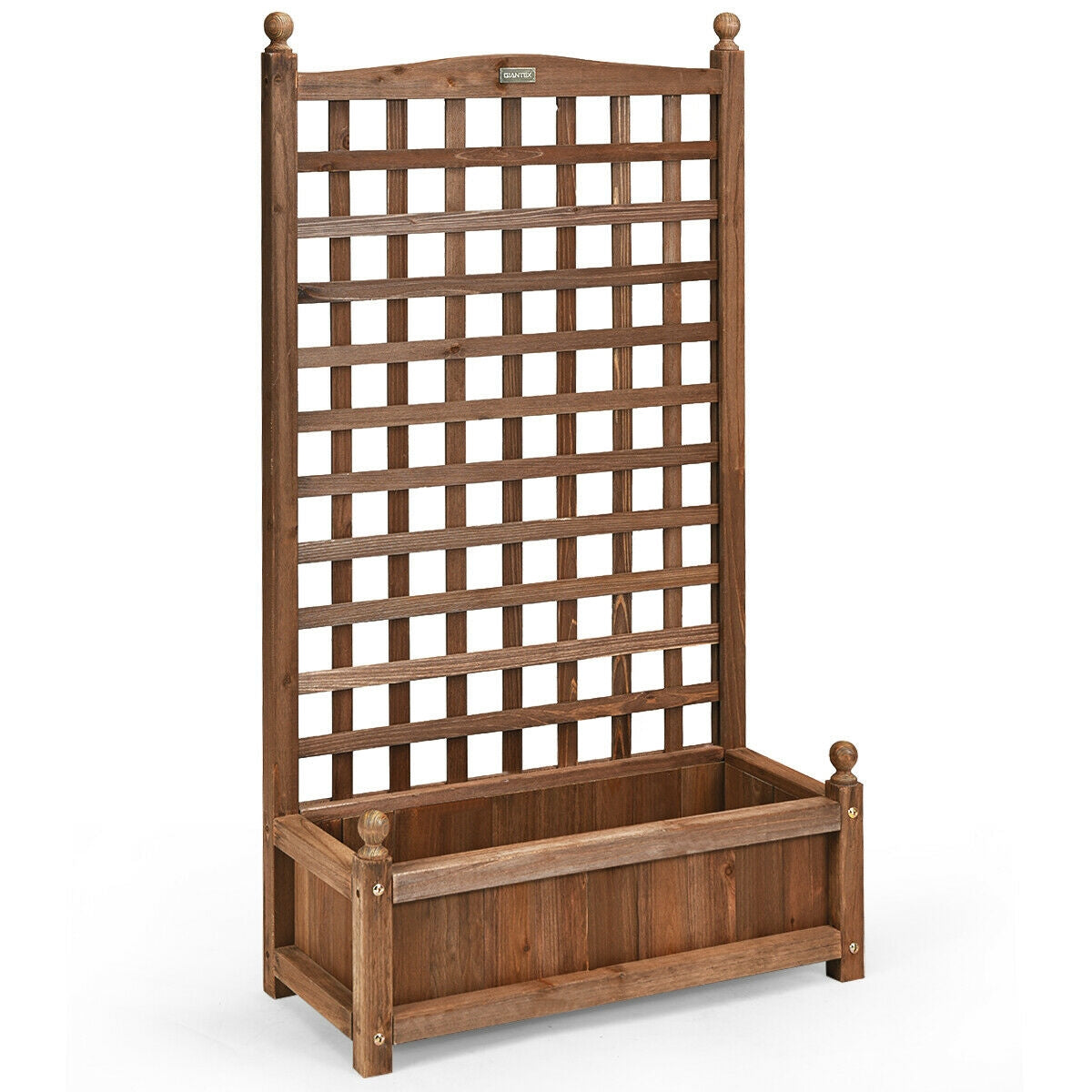 Wood Planter Box with Trellis Weather-resistant Outdoor