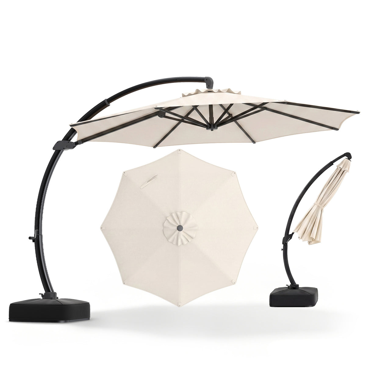 11 FT Cantilever Patio Umbrella with Base 360° Rotation and Tilt
