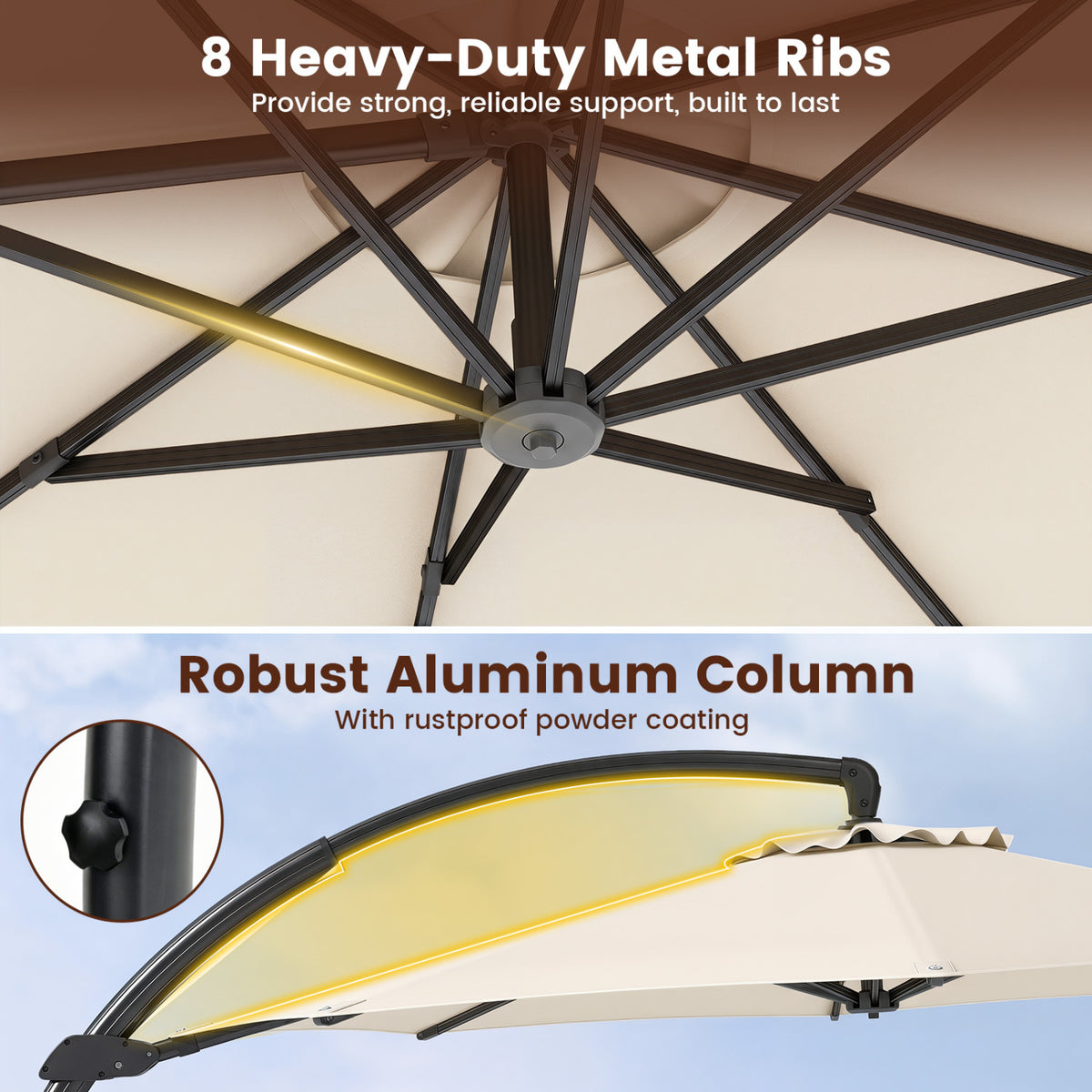 11 FT Cantilever Patio Umbrella with Base 360° Rotation and Tilt