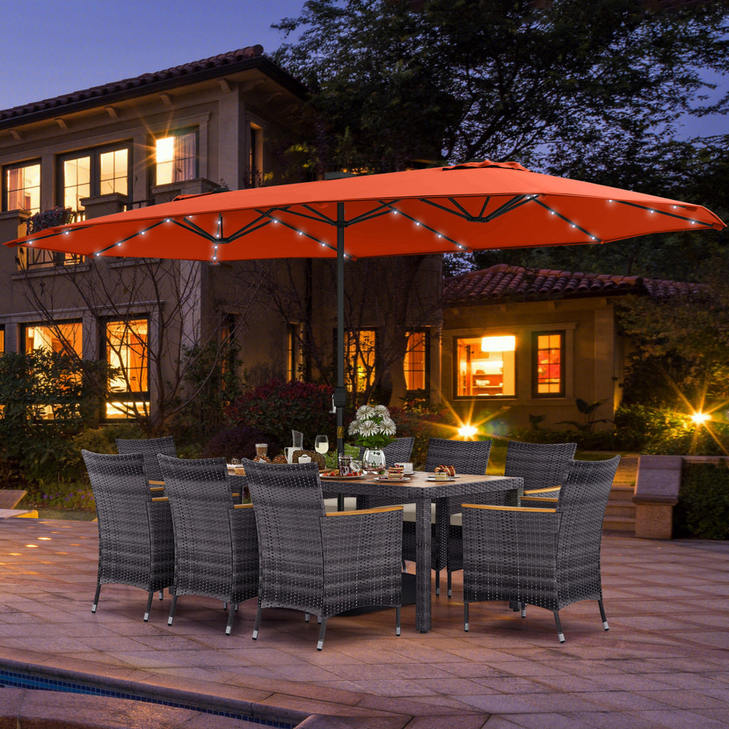 11-Piece Patio Dining Set with 15 ft Umbrella – Orange