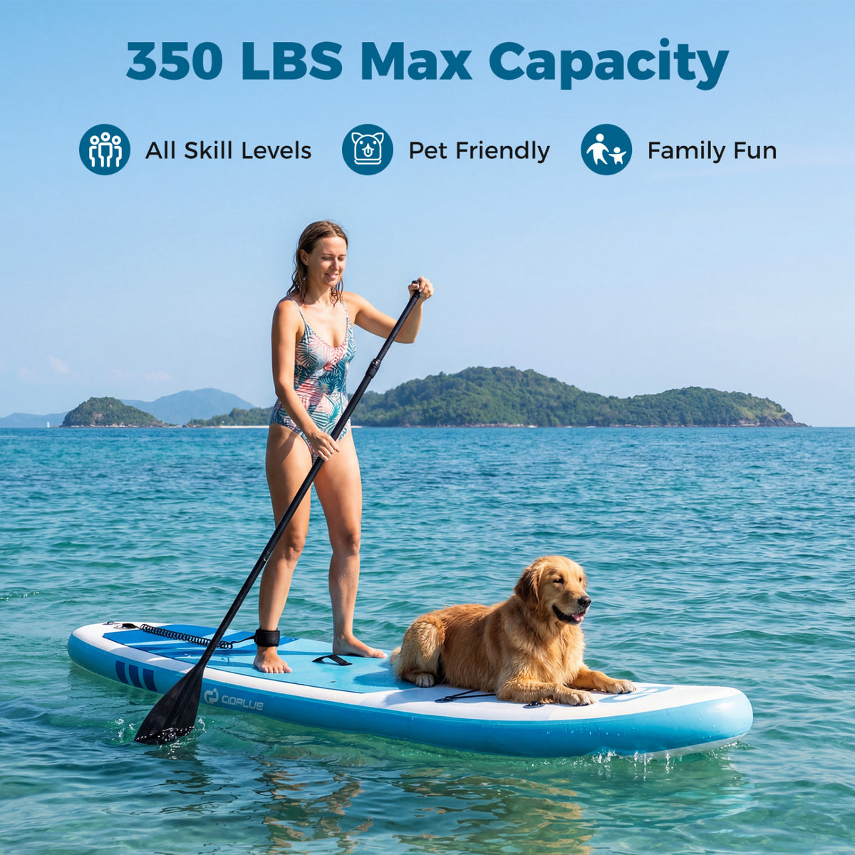11' Wide Inflatable Stand Up Paddle Board with Backpack - Dark Blue Variation