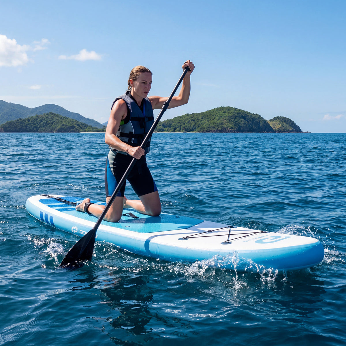 11' Wide Inflatable Stand Up Paddle Board with Backpack - Dark Blue Variation
