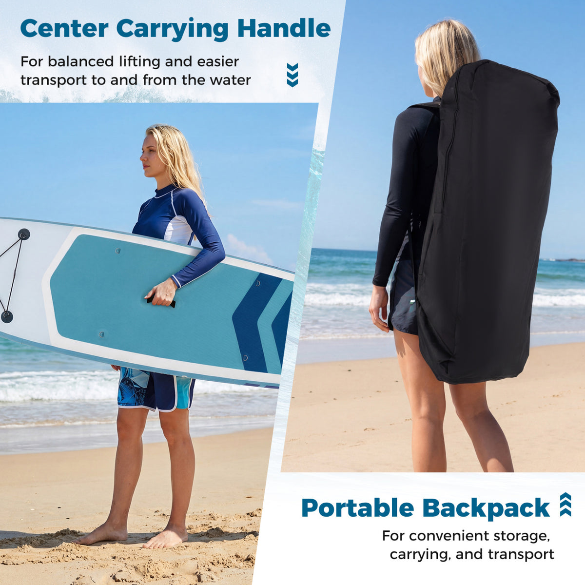 11' Wide Inflatable Stand Up Paddle Board with Backpack - Dark Blue Variation