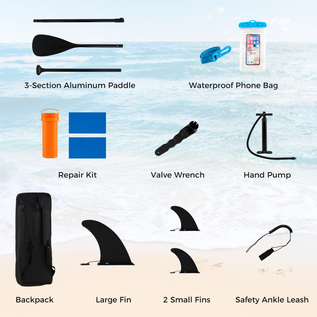 11' Wide Inflatable Stand Up Paddle Board with Backpack - Dark Blue Variation