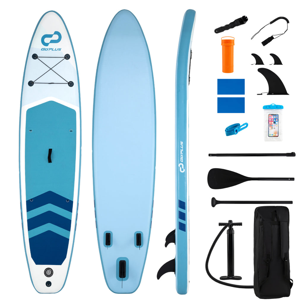 11' Wide Inflatable Stand Up Paddle Board with Backpack - Dark Blue Variation