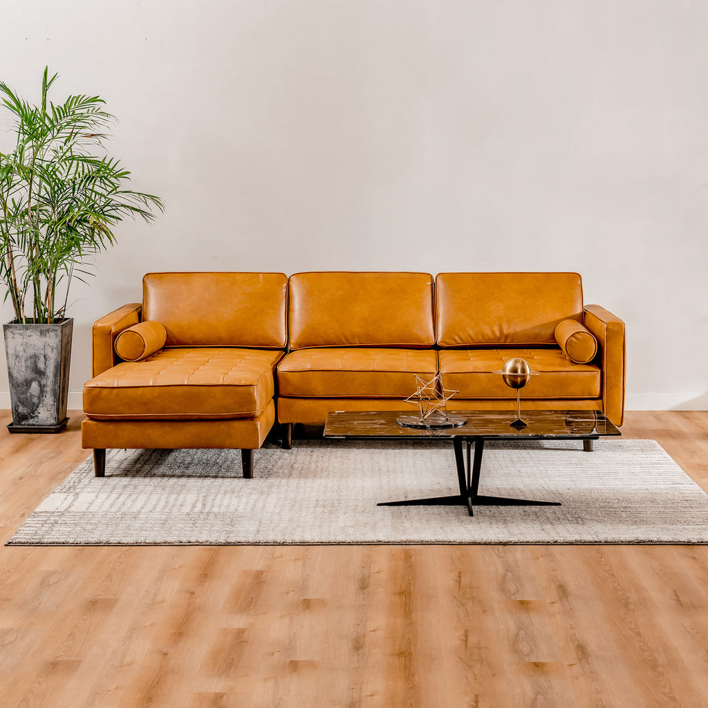 3-Seat L-Shaped Sectional Sofa - Orange