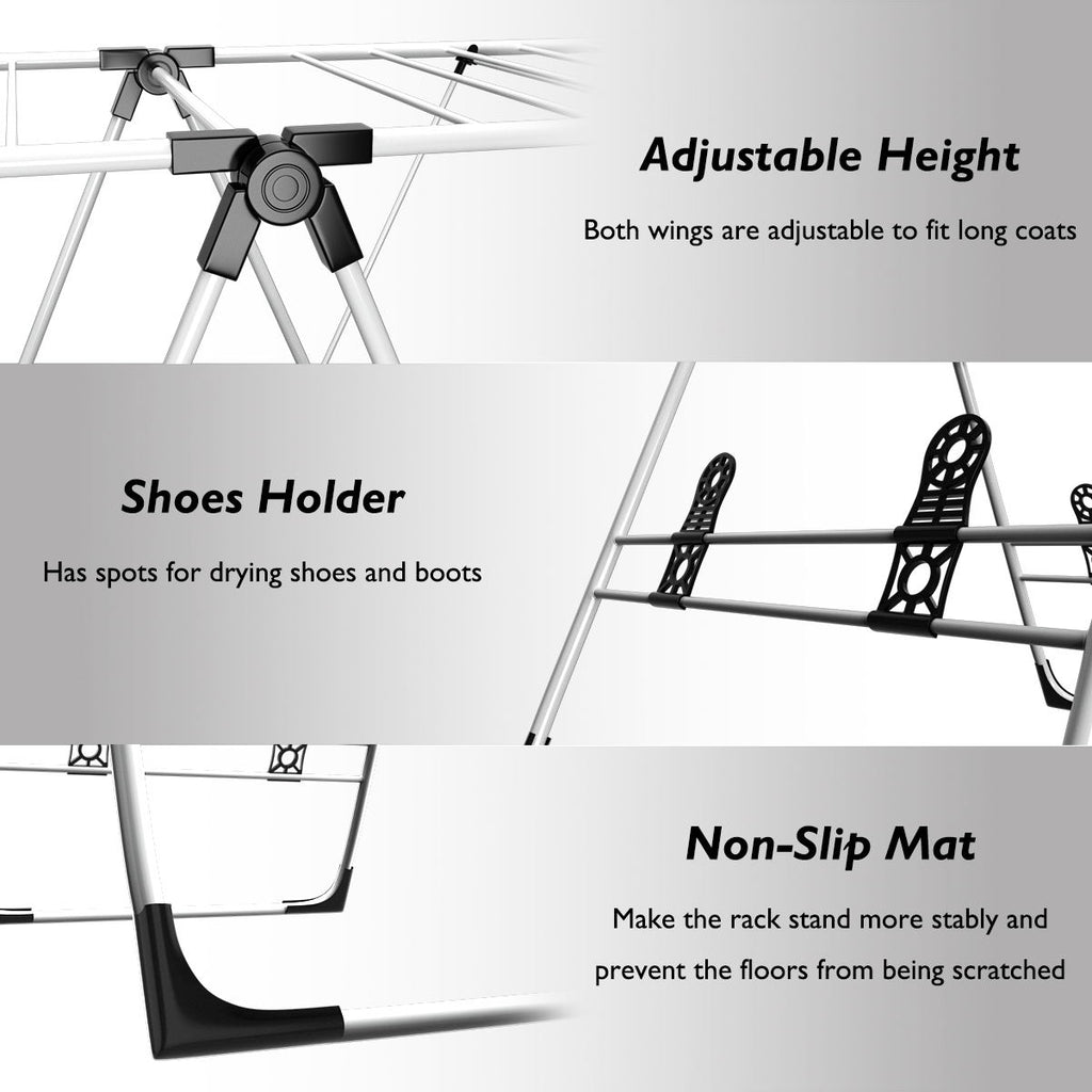 Portable Clothes Drying Rack with Shoe Rack - Adjustable