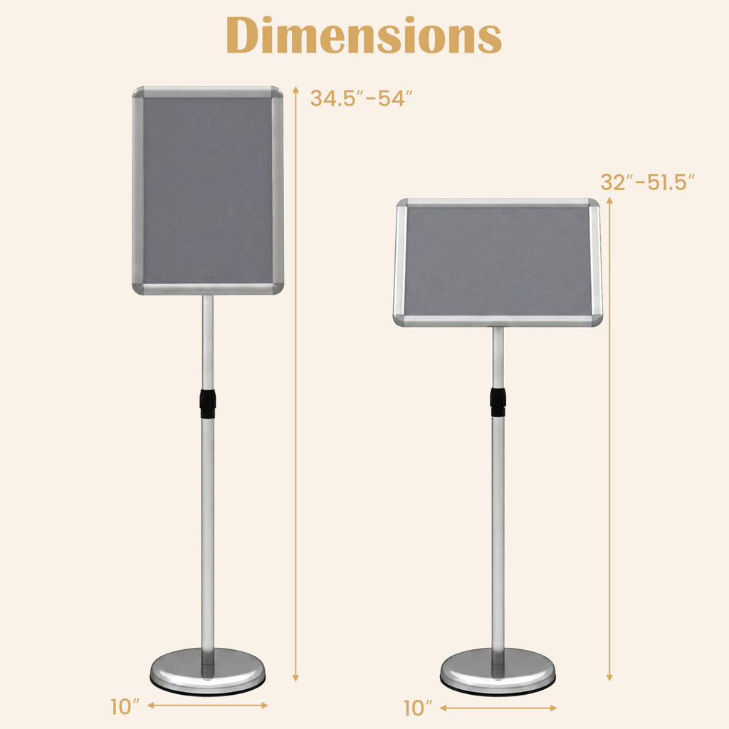 11 x 17 Inch A3 Sign Holder Stand - Silver