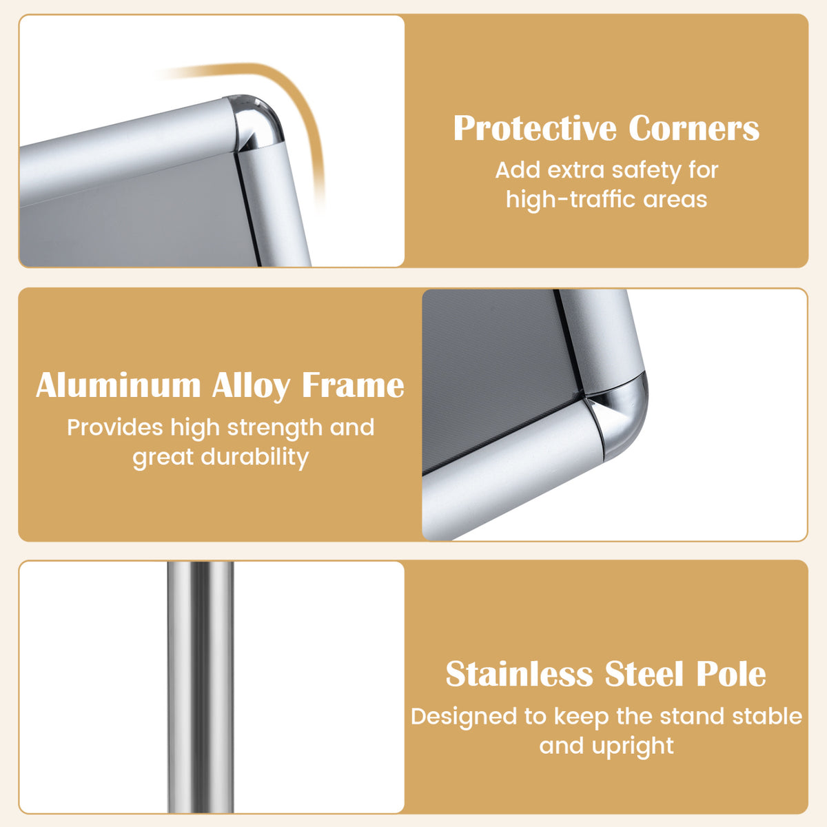 11 x 17 Inch A3 Sign Holder Stand - Silver