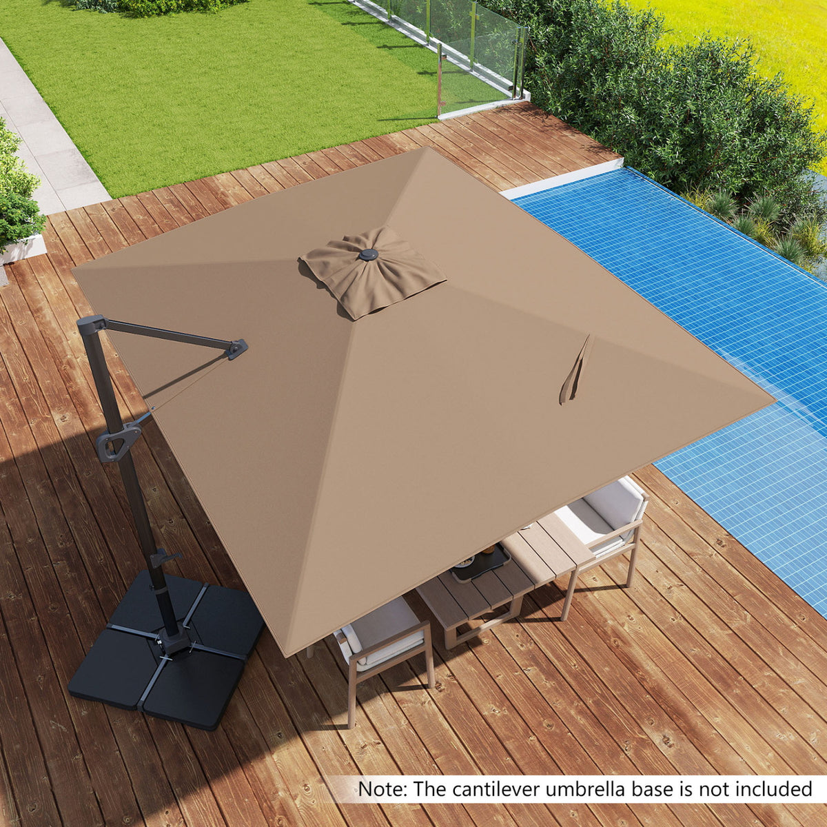 11 x 9 FT Cantilever Patio Umbrella with 360° Rotation - Brown
