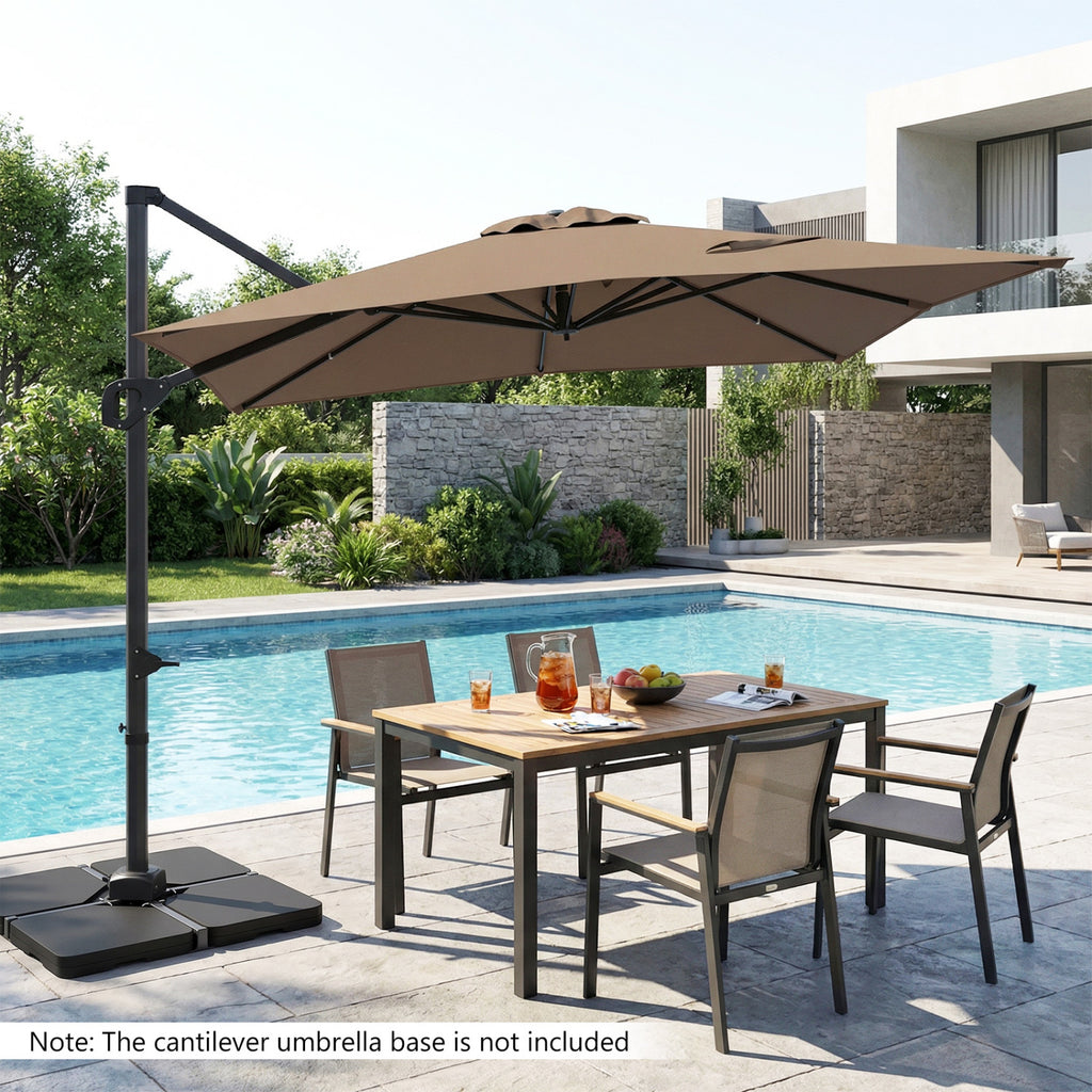 11 x 9 FT Cantilever Patio Umbrella with 360° Rotation - Brown