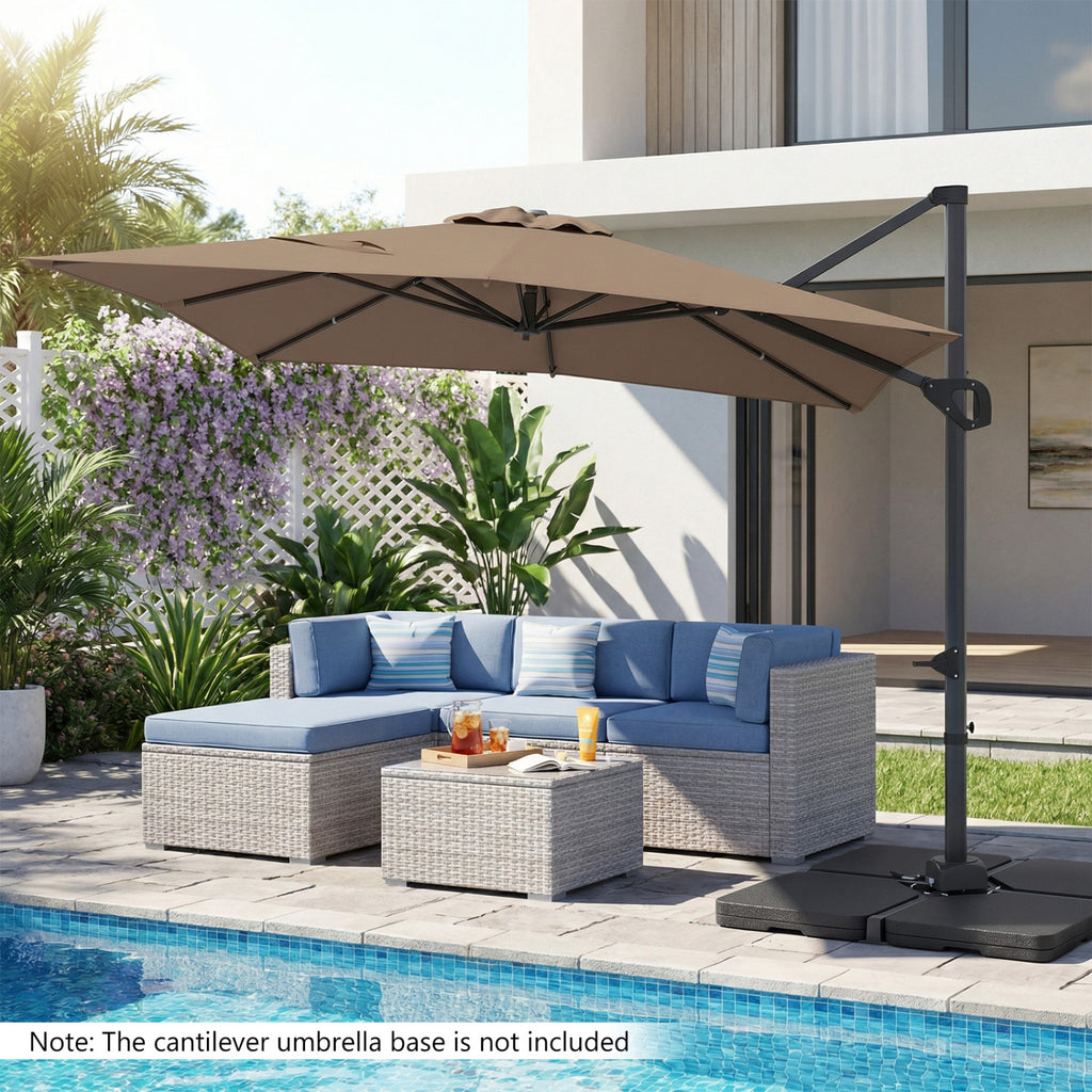 11 x 9 FT Cantilever Patio Umbrella with 360° Rotation - Brown