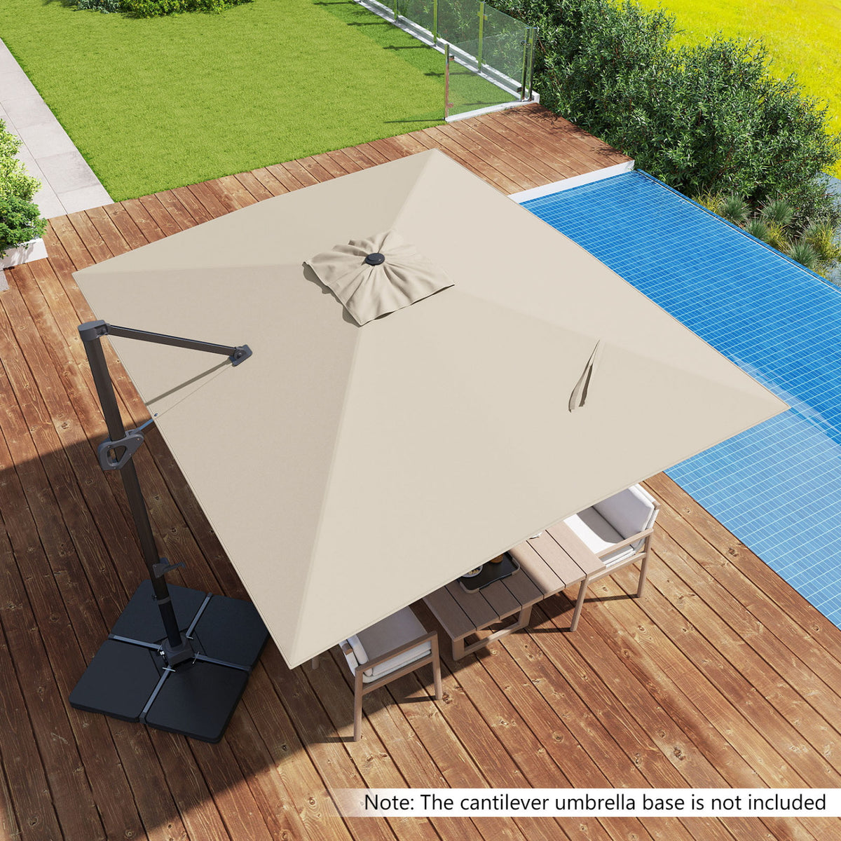 11 x 9 FT Cantilever Patio Umbrella with 360° Rotation - Beige