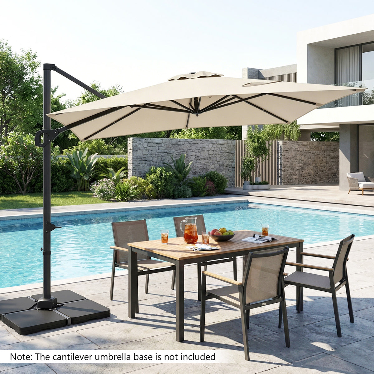 11 x 9 FT Cantilever Patio Umbrella with 360° Rotation - Beige