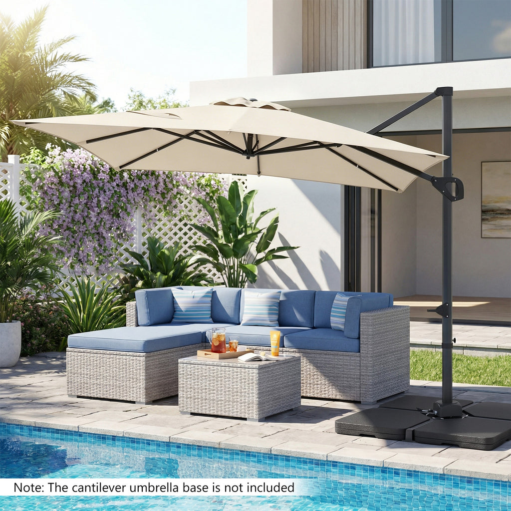 11 x 9 FT Cantilever Patio Umbrella with 360° Rotation - Beige