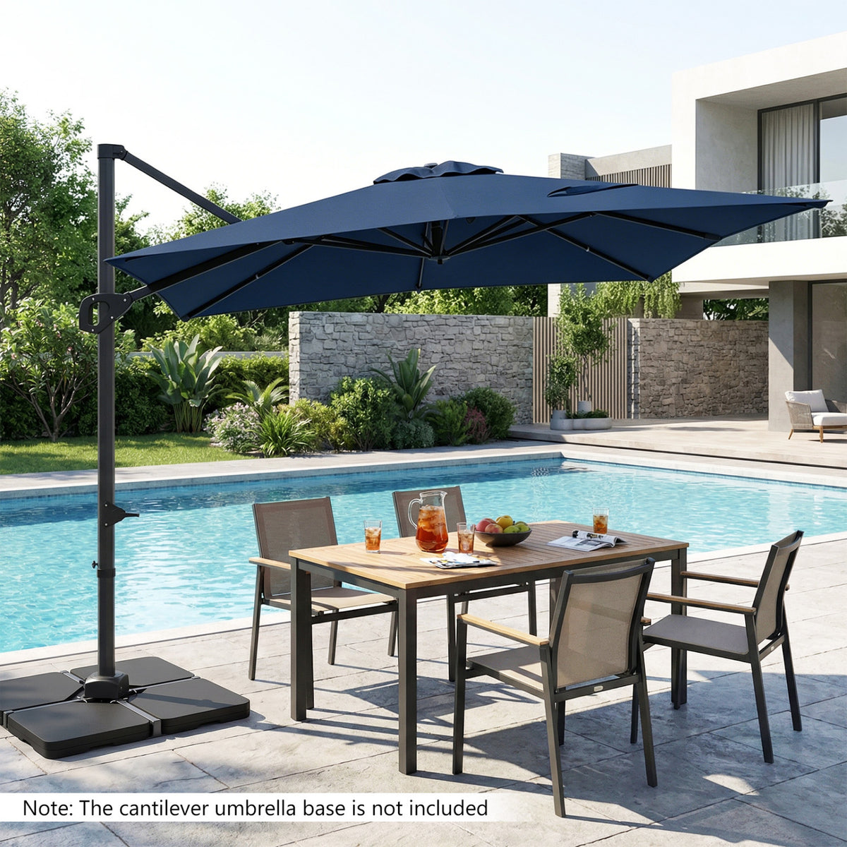 11 x 9 FT Cantilever Patio Umbrella, 360° Rotation, Navy