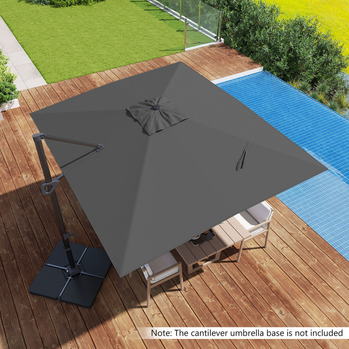 11 x 9 FT Cantilever Patio Umbrella with 360° Rotation - Brown