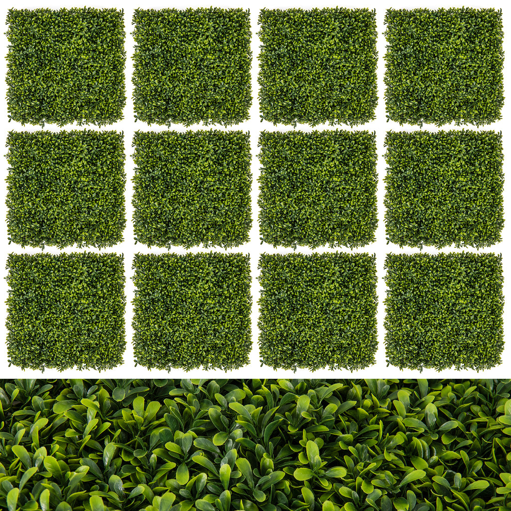 Artificial Hedge Panels 20x20 Inch - 12 Pieces Privacy Green Wall