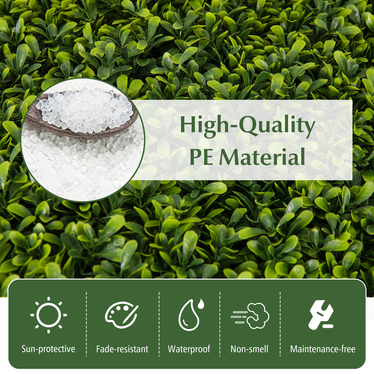 Artificial Hedge Panels 20x20 Inch - 12 Pieces Privacy Green Wall