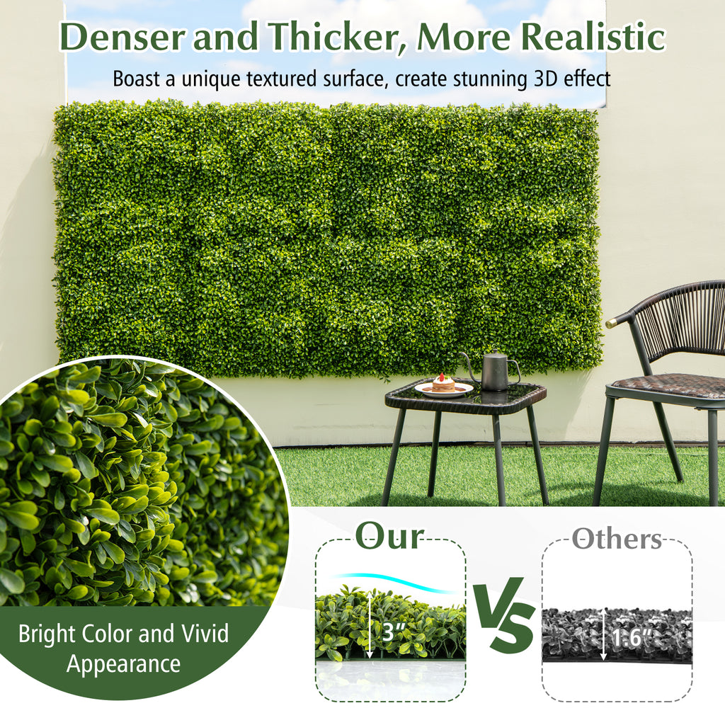Artificial Hedge Panels 20x20 Inch - 12 Pieces Privacy Green Wall
