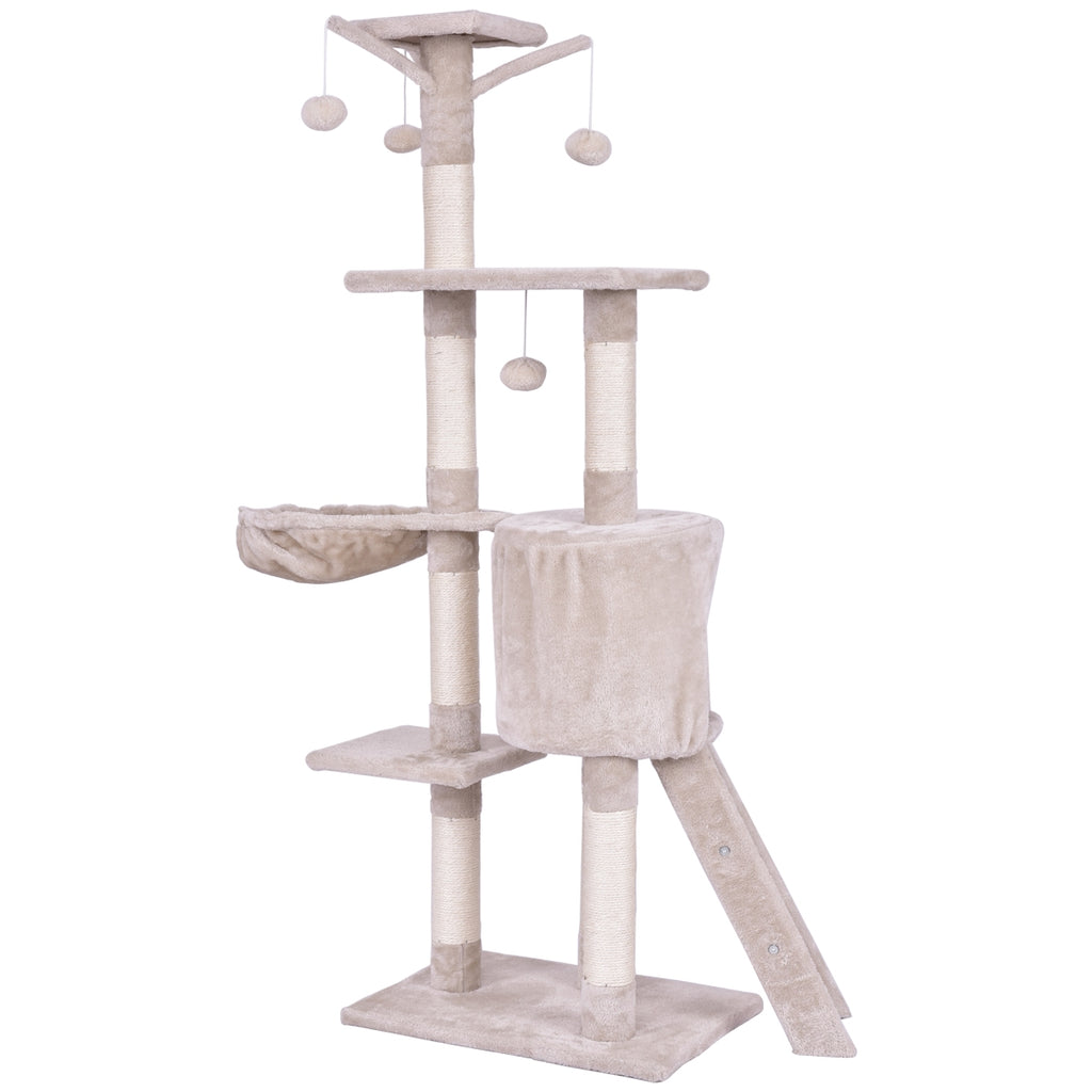56 Inch Condo Cat Tree with Scratching Posts and Play Area - Costway