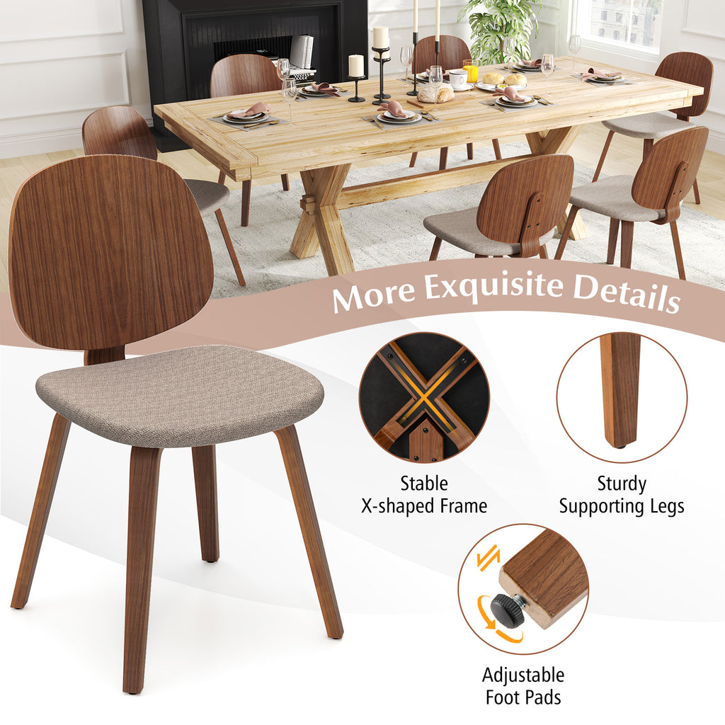 Wooden Dining Chair Set of 2 - Walnut Bentwood Frame