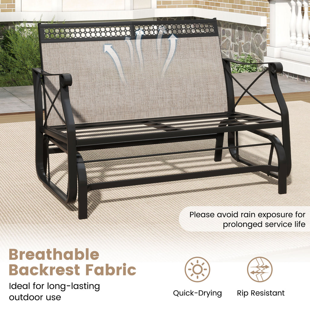 2-Person Outdoor Glider Loveseat with Cushions, Brown - 47 Inch