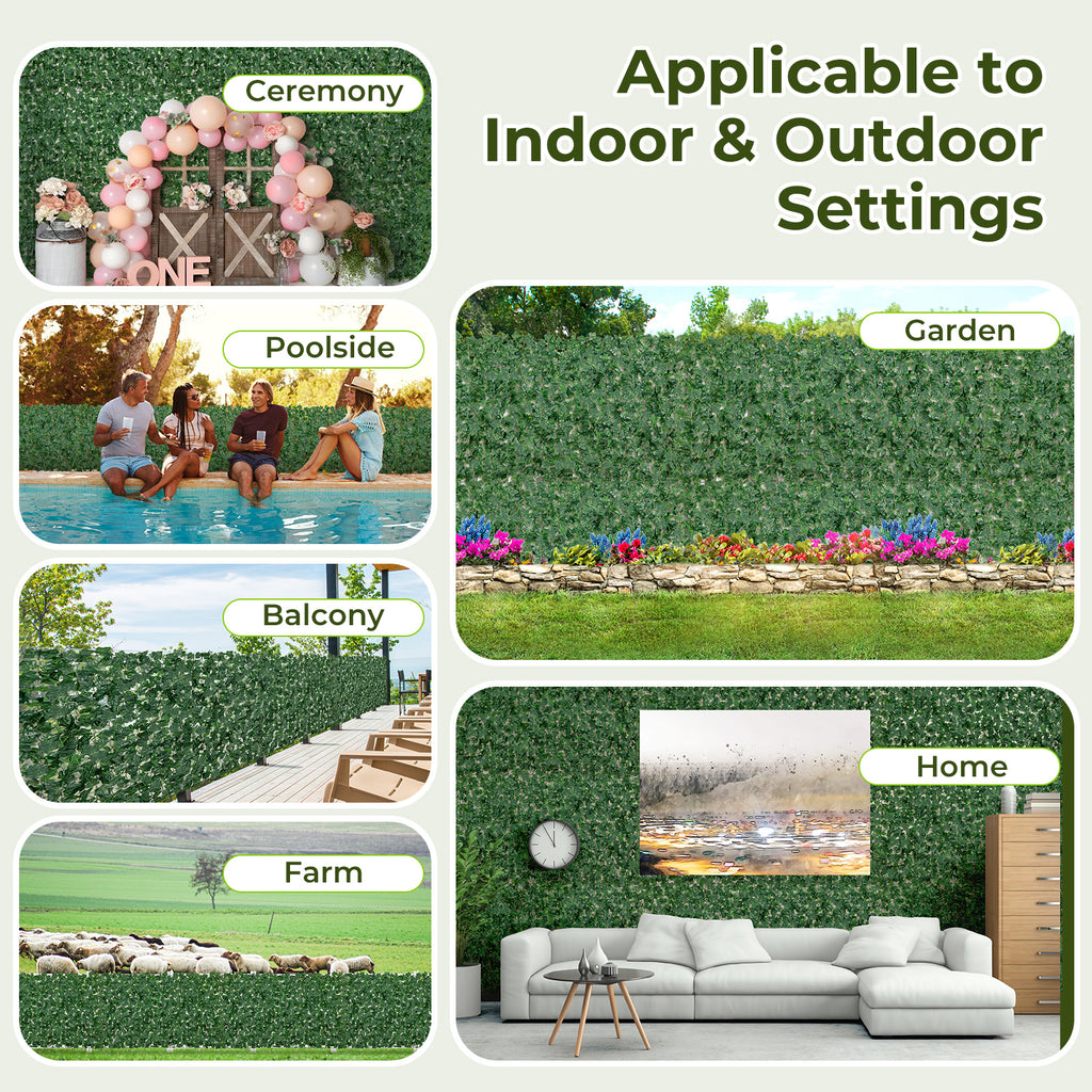 Artificial Ivy Privacy Fence 120x40 Inch Faux Leaf Hedge for Garden & Indoor Use - Foldable & Long-Lasting