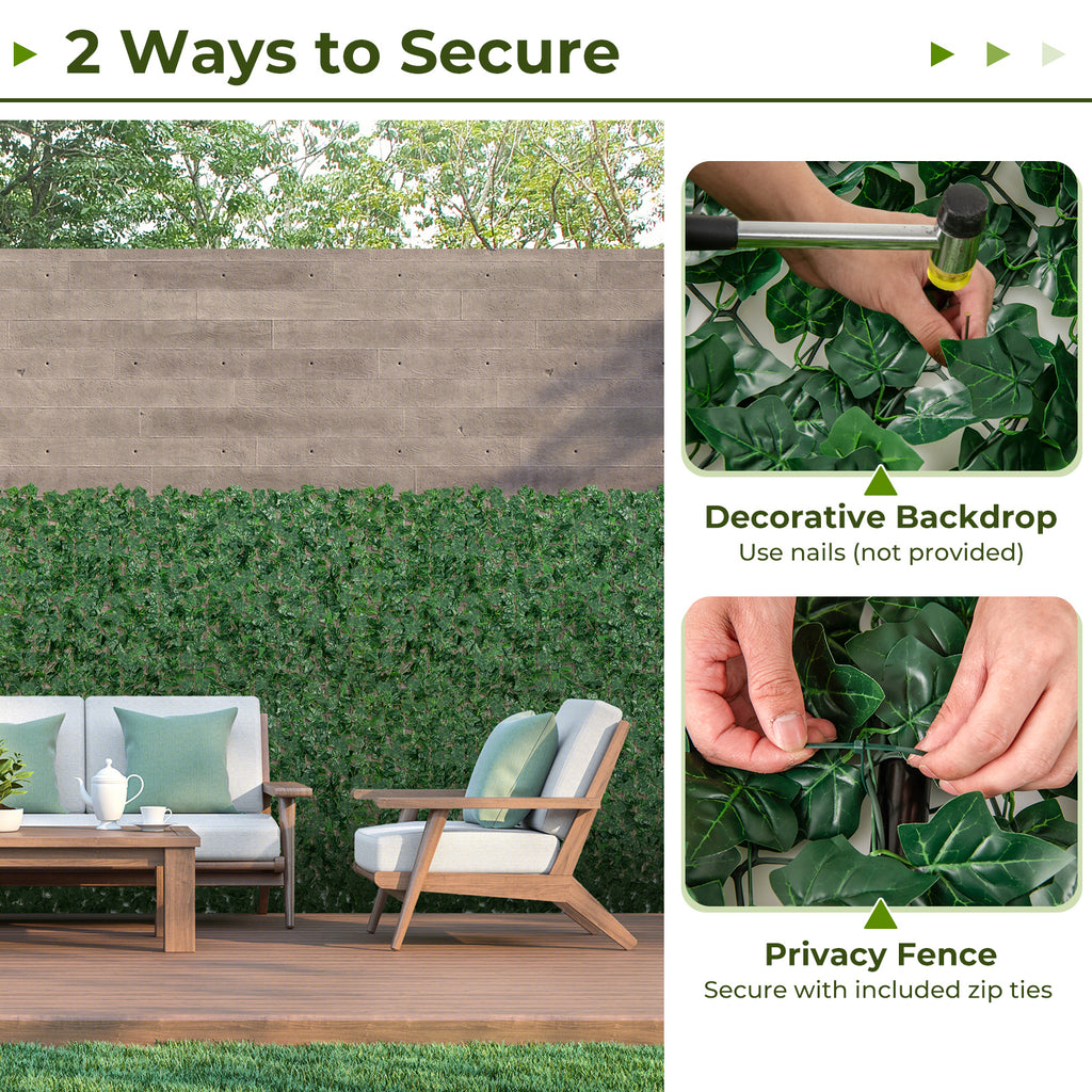 Artificial Ivy Privacy Fence 120x40 Inch Faux Leaf Hedge for Garden & Indoor Use - Foldable & Long-Lasting