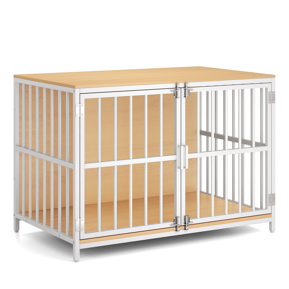 40 Inch Dog Crate Furniture with Dual Lockable Doors - Natural Variation