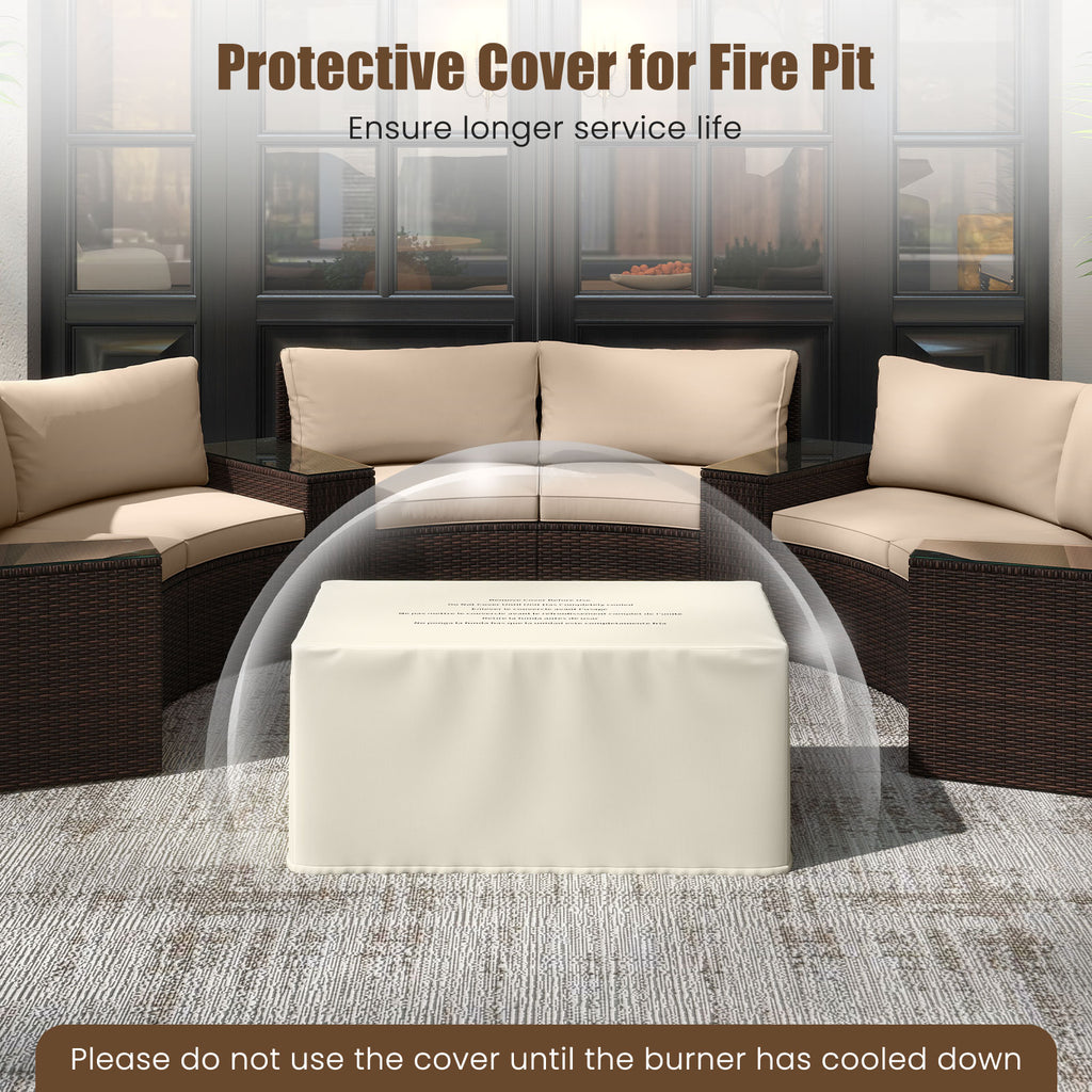 2-Piece Outdoor Rattan Fire Pit Table Set 32" - Brown