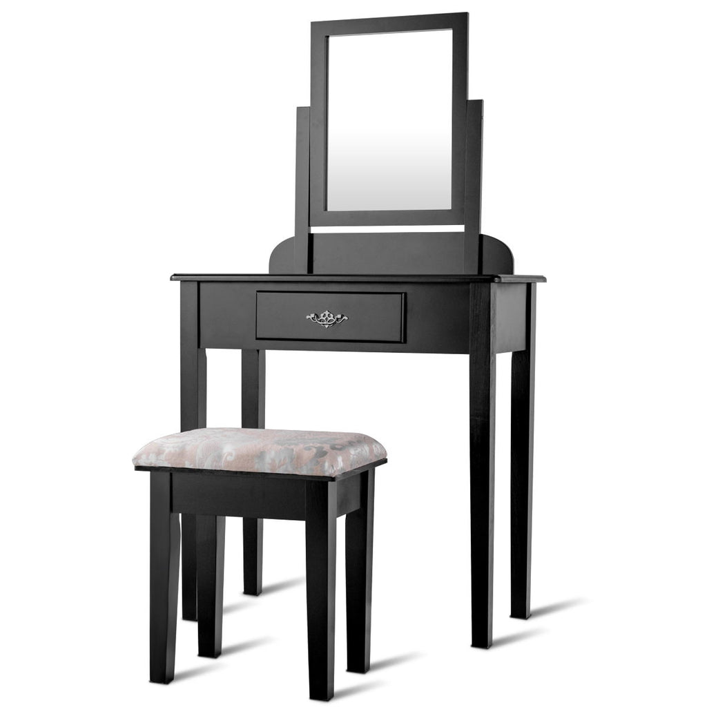 Dressing Table with Large Makeup Mirror & Stool