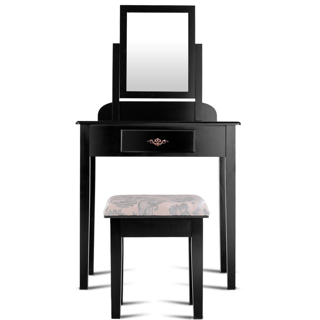 Vanity Dressing Table with Stool & Large Mirror