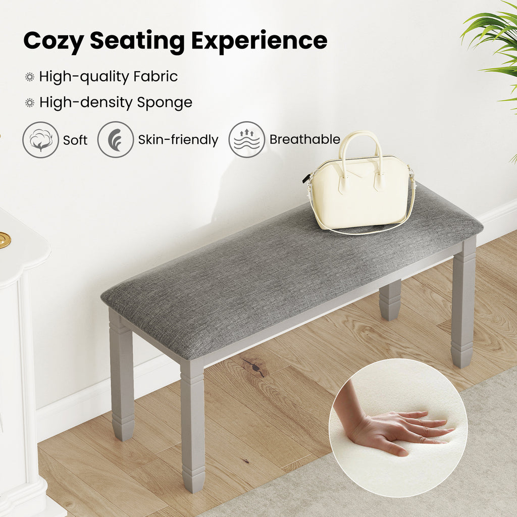 Upholstered Bedroom Bench with Storage, Gray