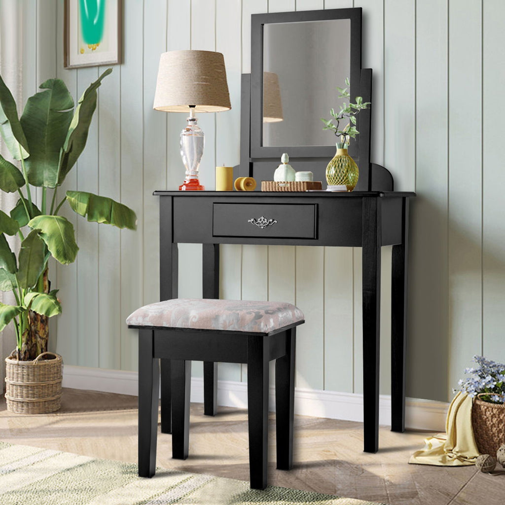 Dressing Table with Large Makeup Mirror & Stool