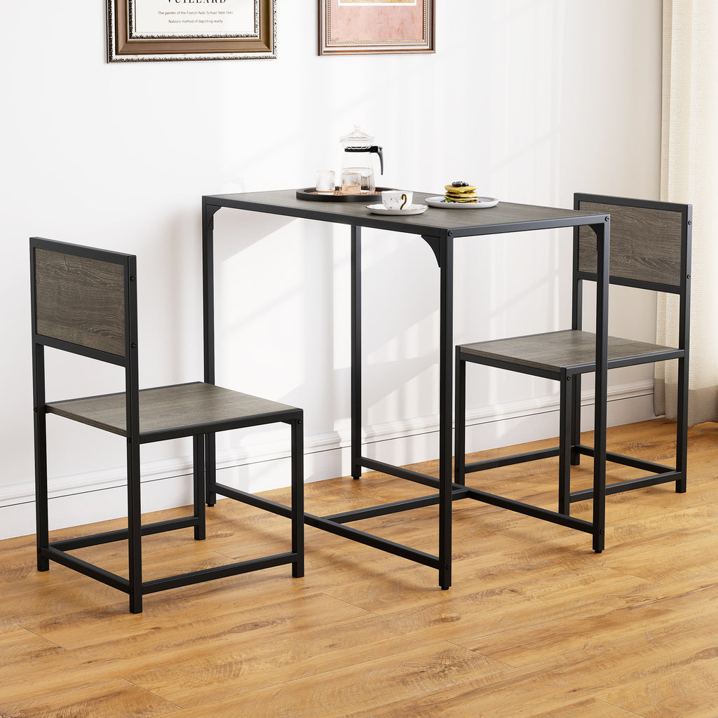 3-Piece Dining Set with Metal Frame for Small Spaces - Oak