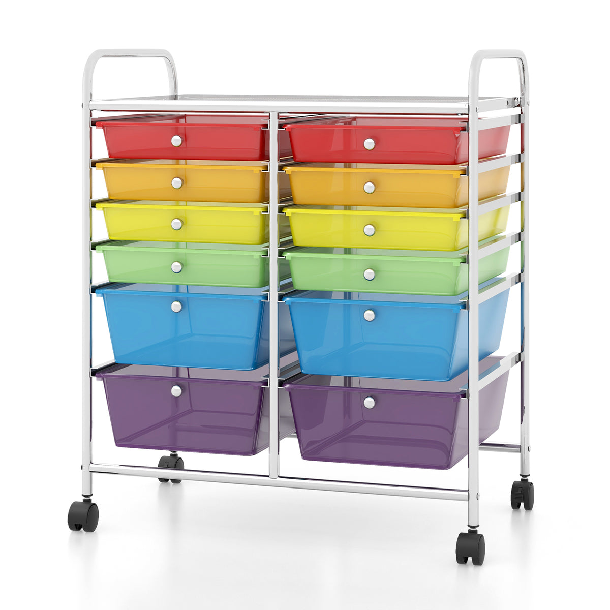 12-Drawer Rolling Storage Cart with Removable Drawers and Lockable