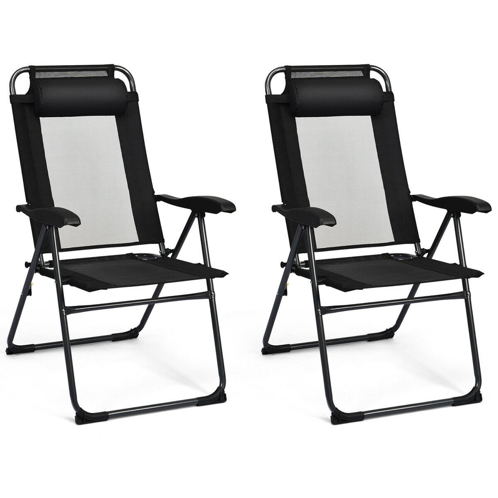 Outdoor Folding Chairs with Breathable Seat - Set of 6