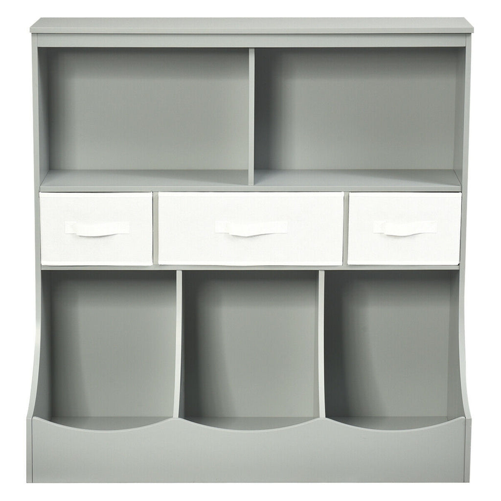 Freestanding Storage Cubby Bin Organizer Unit with 3 Baskets - Gray Variation