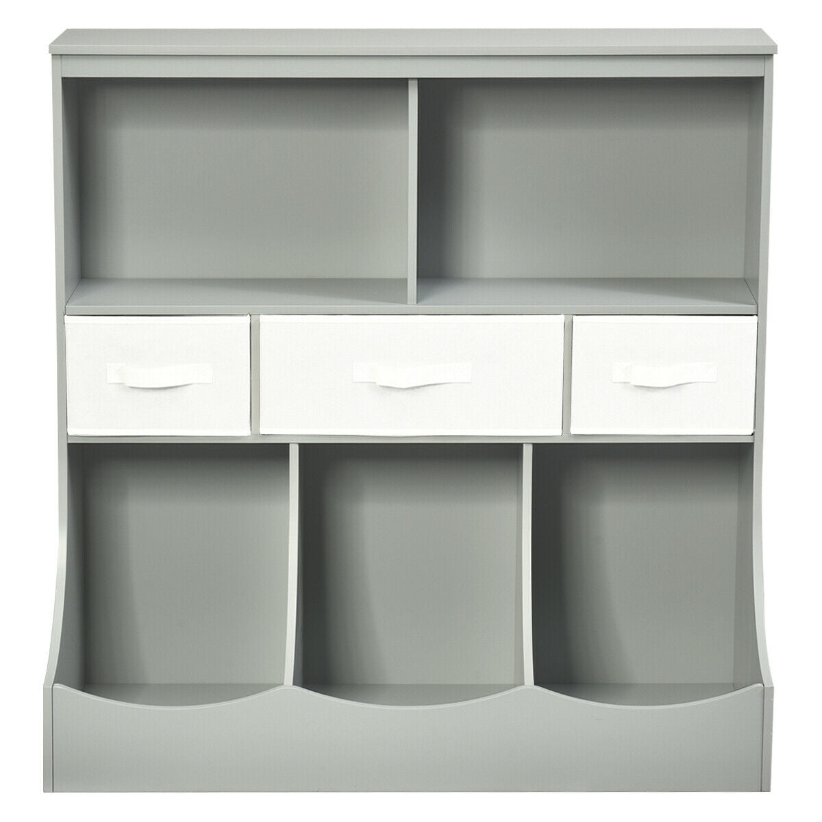 Freestanding Storage Cubby Bin Organizer Unit with 3 Baskets - Gray Variation