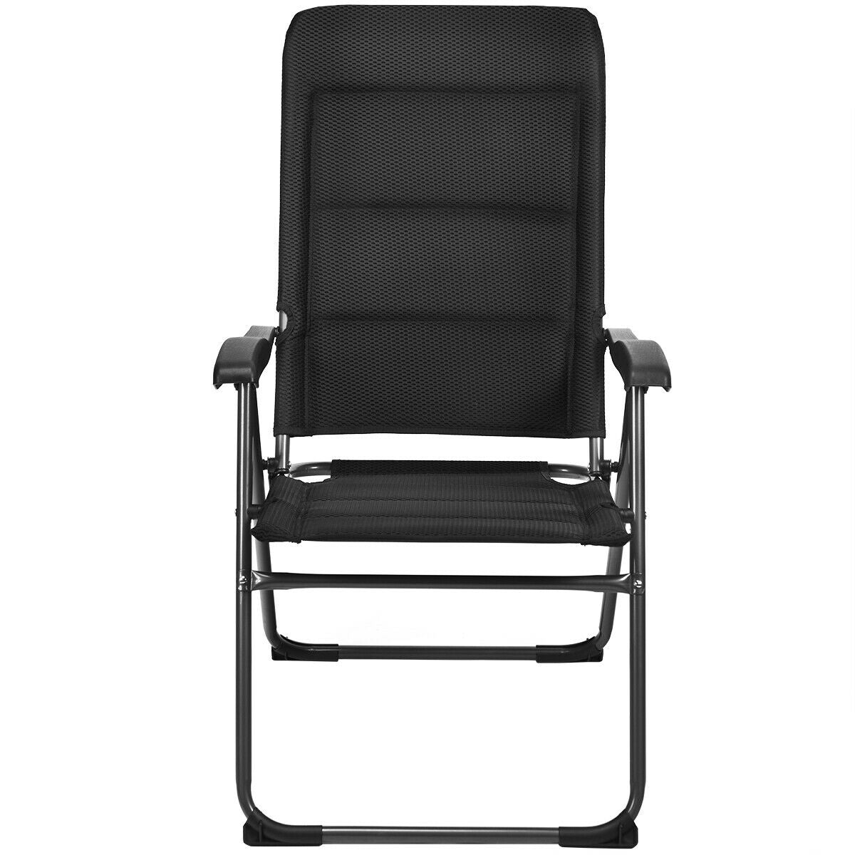 2 Pieces Outdoor Folding Patio Chairs with Adjustable Backrests for