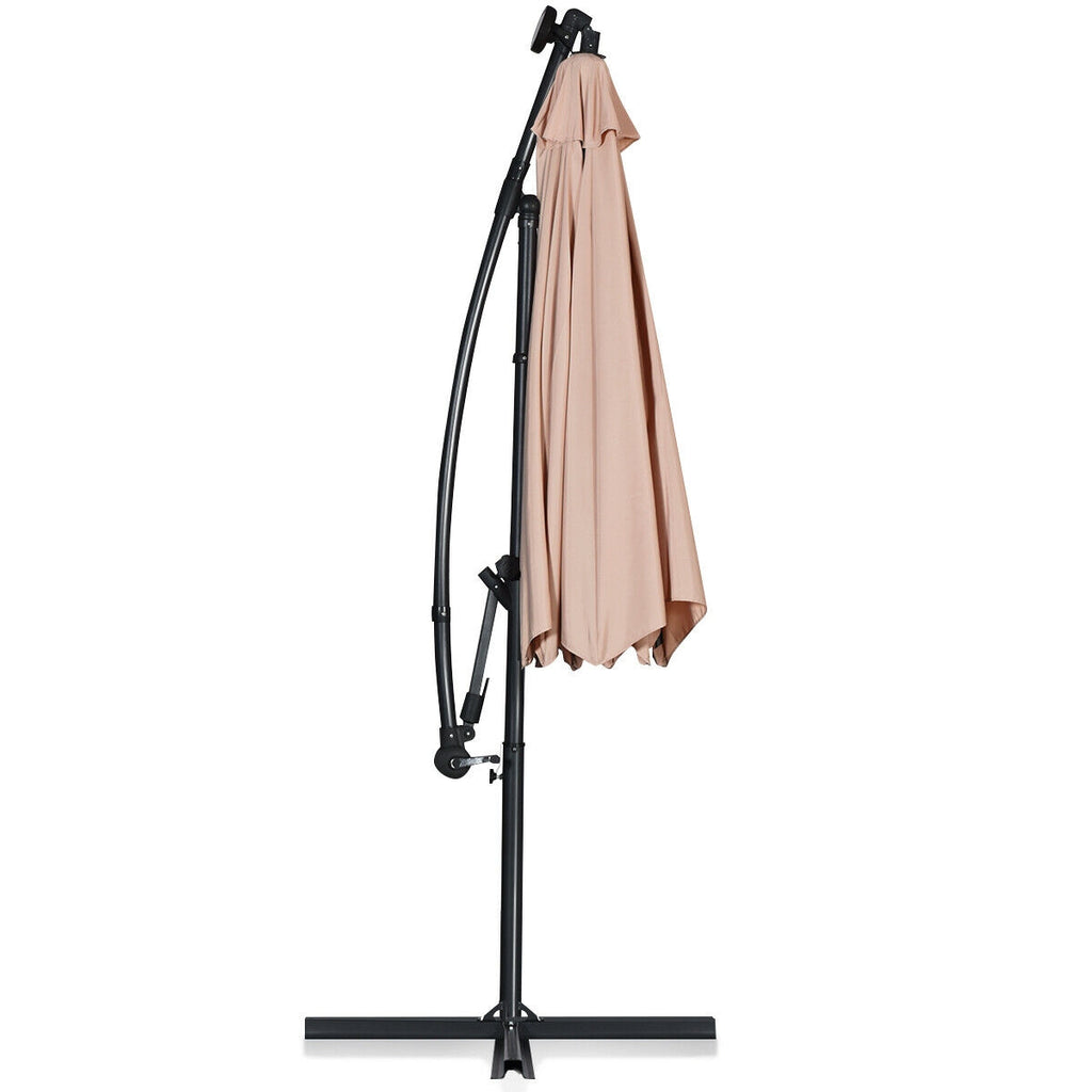 10 Feet 360° Rotation Solar Powered LED Patio Offset Umbrella without