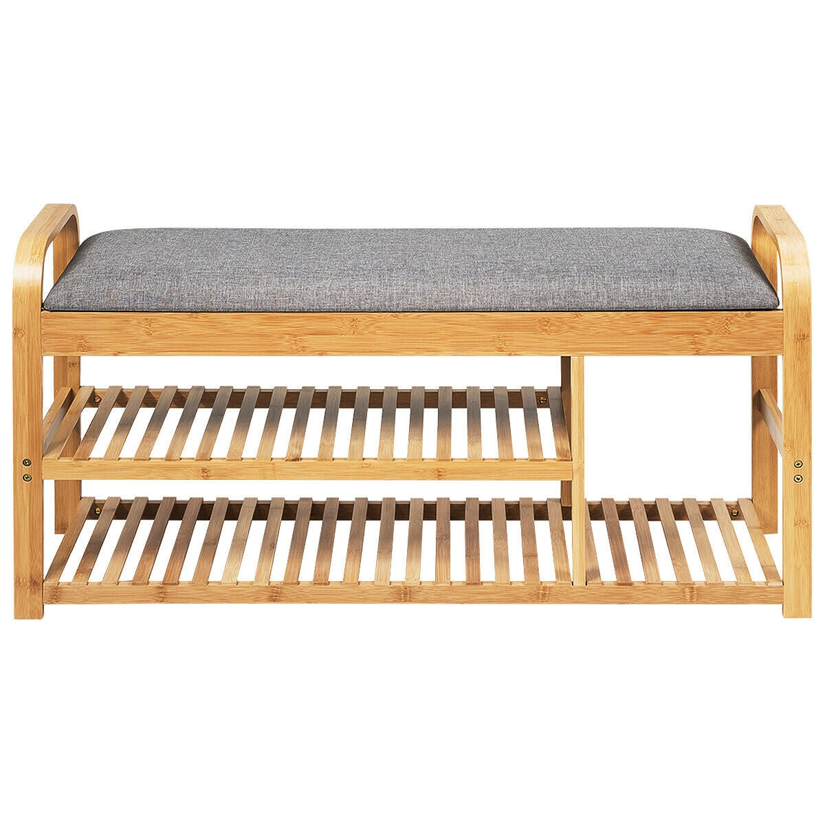 Bamboo Shoe Rack Bench with Cushion - 40", Natural
