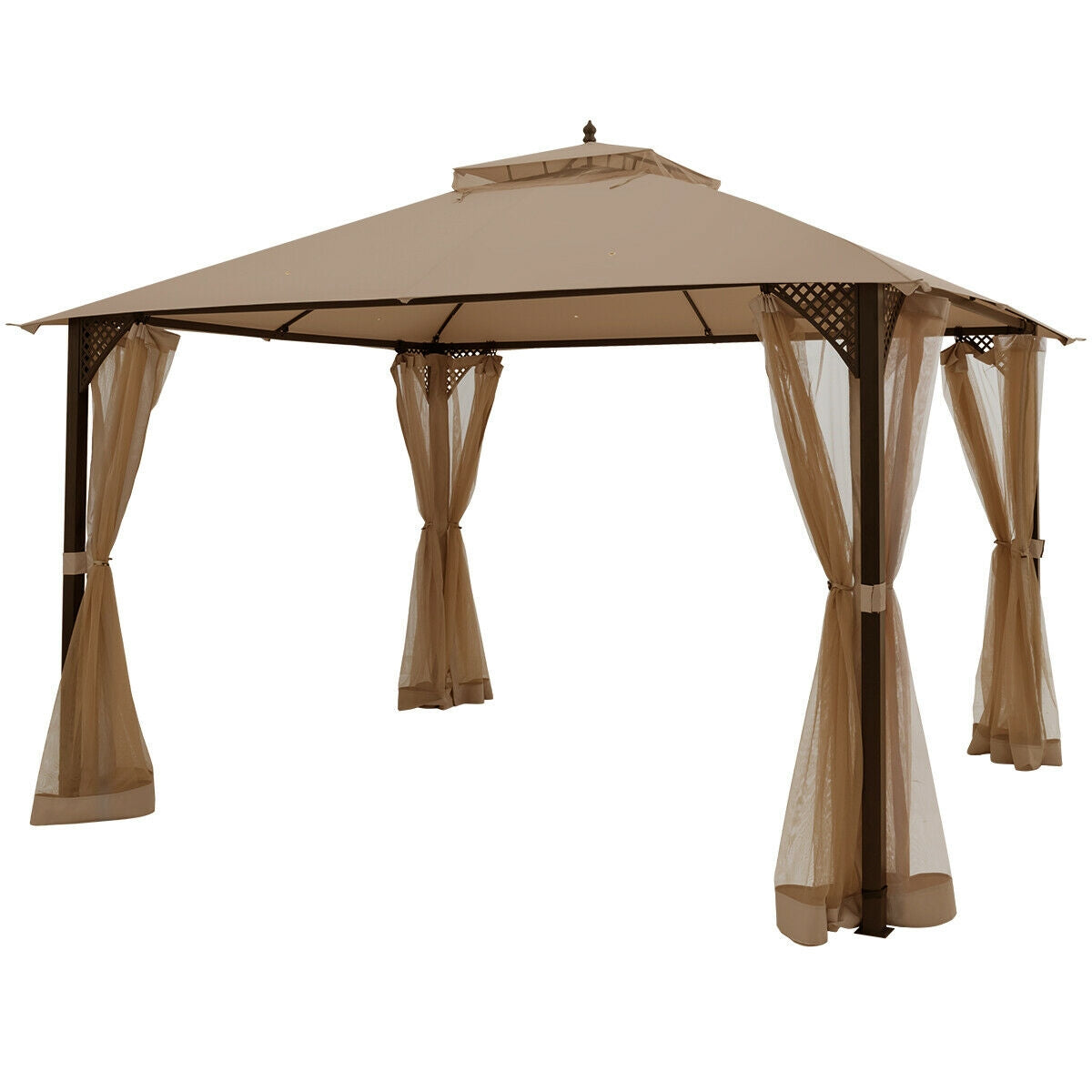 12 x 10 Patio Gazebo with Netting - Brown