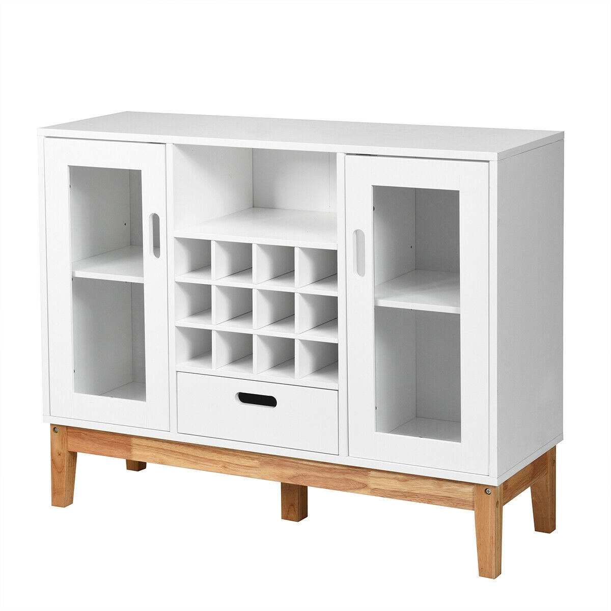 Wood Wine Storage Cabinet Sideboard - White