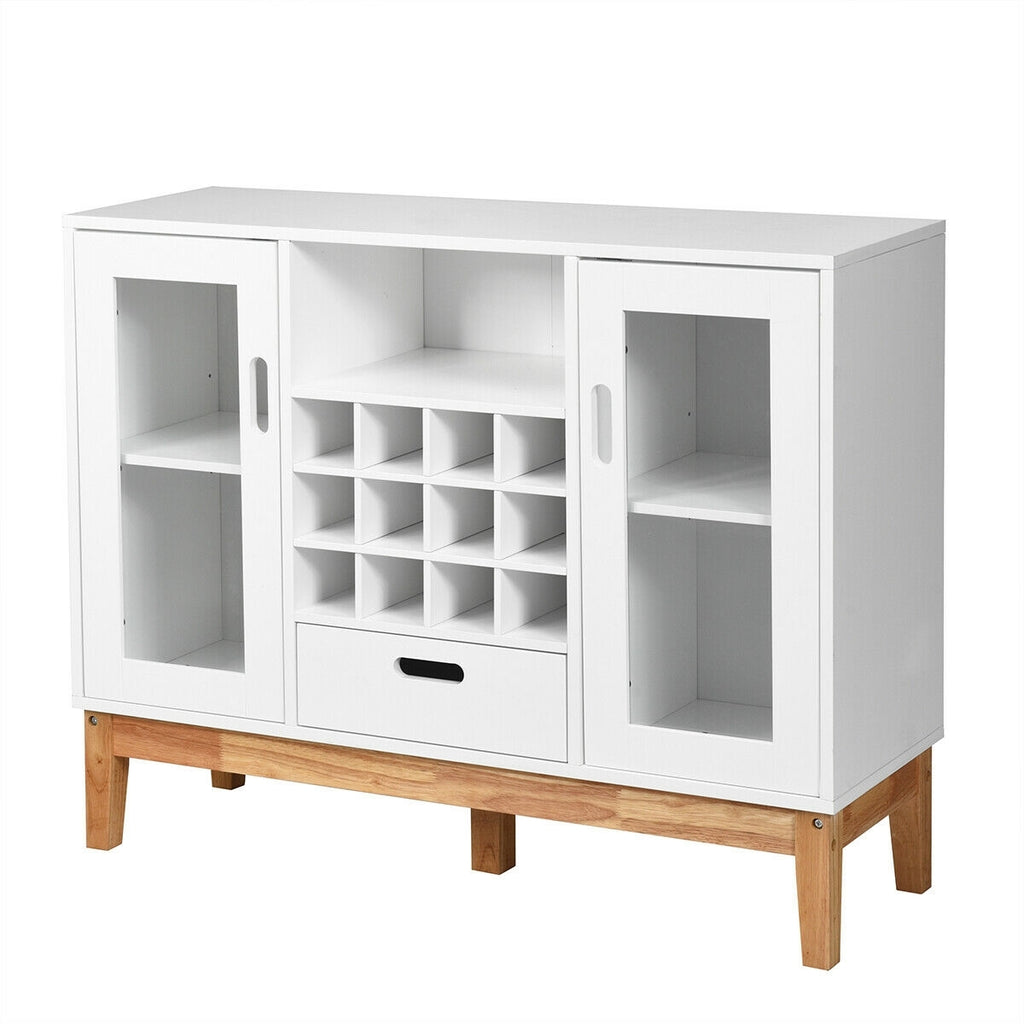 Wood Wine Storage Cabinet Sideboard - White