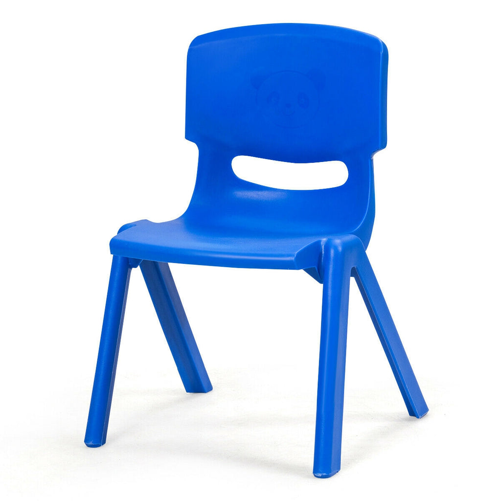 Kids Plastic Stackable Classroom Chairs - Set of 6, Blue, Kid-Sized, Indoor & Outdoor Use