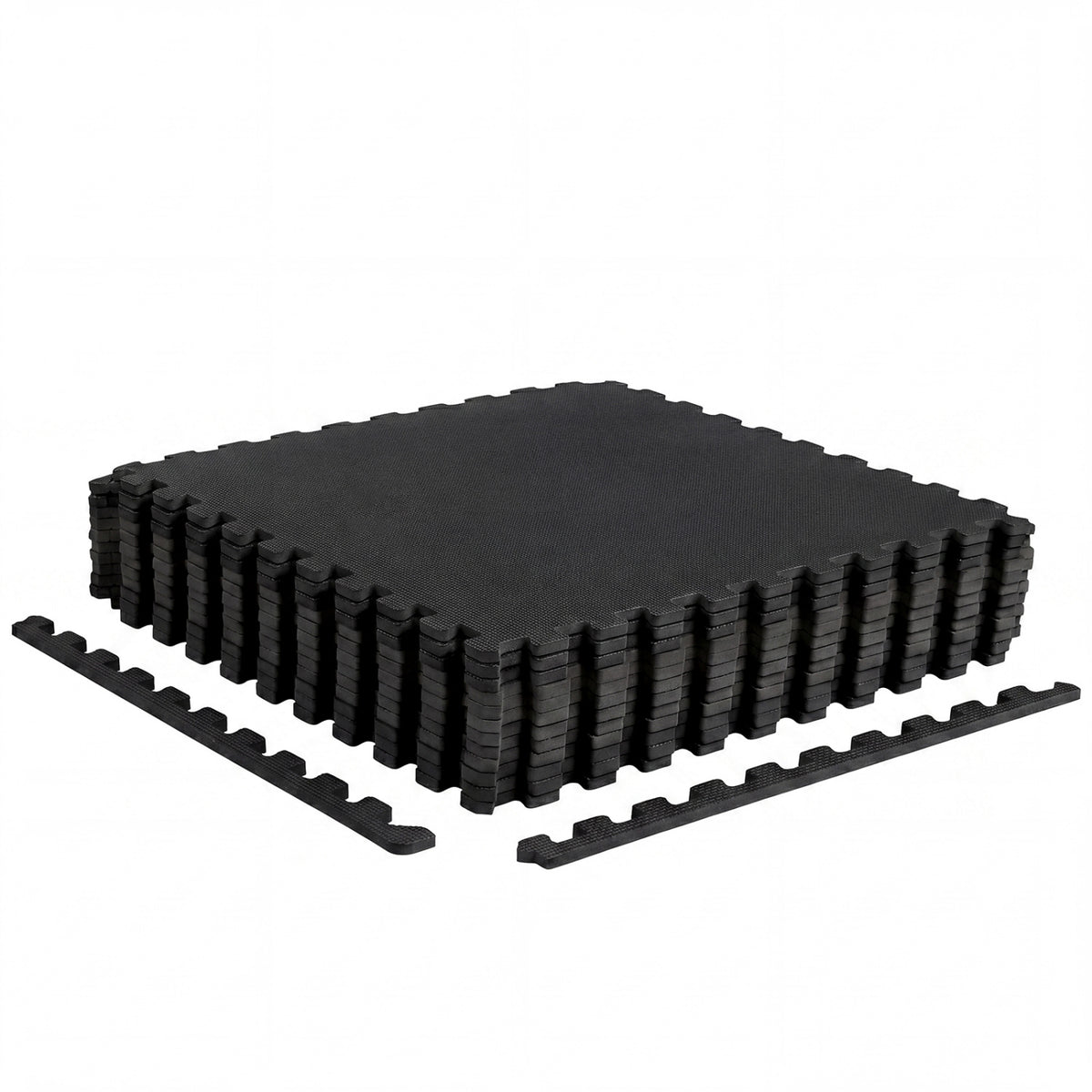 Black 12 Pack Non-Slip Interlocking EVA Foam Floor Tiles - Home Gym & Garage